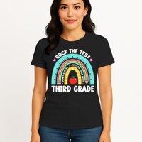 Rock The Test Day 3rd Grade Teach.er Third Grade Testing Day Womens T-Shirt