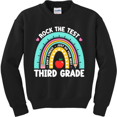 Rock The Test Day 3rd Grade Teach.er Third Grade Testing Day Kids Sweatshirt