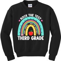 Rock The Test Day 3rd Grade Teach.er Third Grade Testing Day Kids Sweatshirt