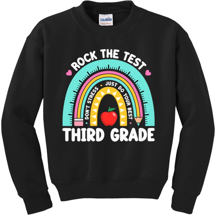 Rock The Test Day 3rd Grade Teach.er Third Grade Testing Day Kids Sweatshirt