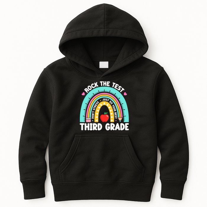 Rock The Test Day 3rd Grade Teach.er Third Grade Testing Day Kids Hoodie