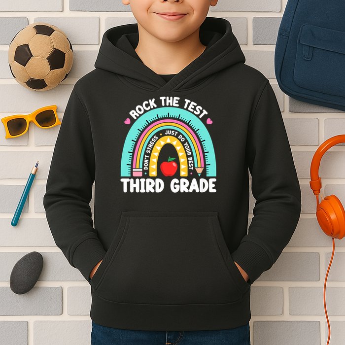 Rock The Test Day 3rd Grade Teach.er Third Grade Testing Day Kids Hoodie