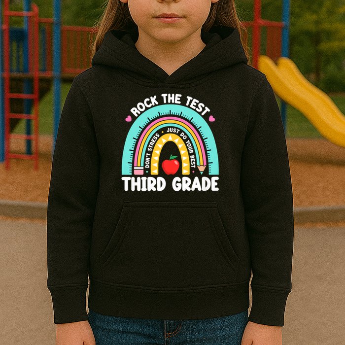 Rock The Test Day 3rd Grade Teach.er Third Grade Testing Day Kids Hoodie
