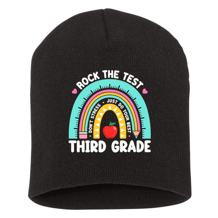 Rock The Test Day 3rd Grade Teach.er Third Grade Testing Day Short Acrylic Beanie