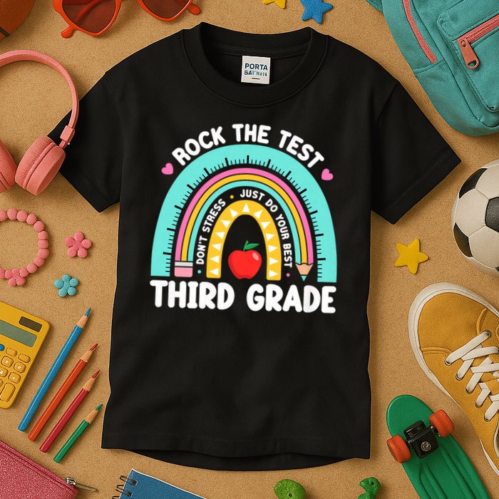 Rock The Test Day 3rd Grade Teach.er Third Grade Testing Day Kids T-Shirt