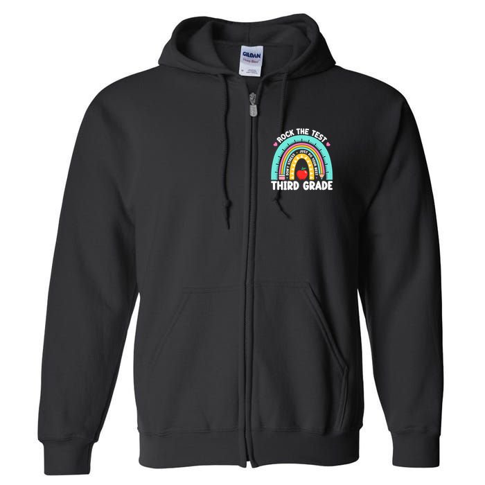 Rock The Test Day 3rd Grade Teach.er Third Grade Testing Day Full Zip Hoodie
