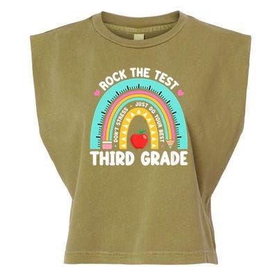 Rock The Test Day 3rd Grade Teach.er Third Grade Testing Day Garment-Dyed Women's Muscle Tee