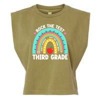 Rock The Test Day 3rd Grade Teach.er Third Grade Testing Day Garment-Dyed Women's Muscle Tee