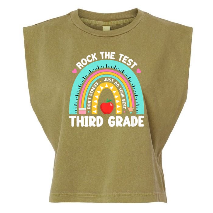 Rock The Test Day 3rd Grade Teach.er Third Grade Testing Day Garment-Dyed Women's Muscle Tee