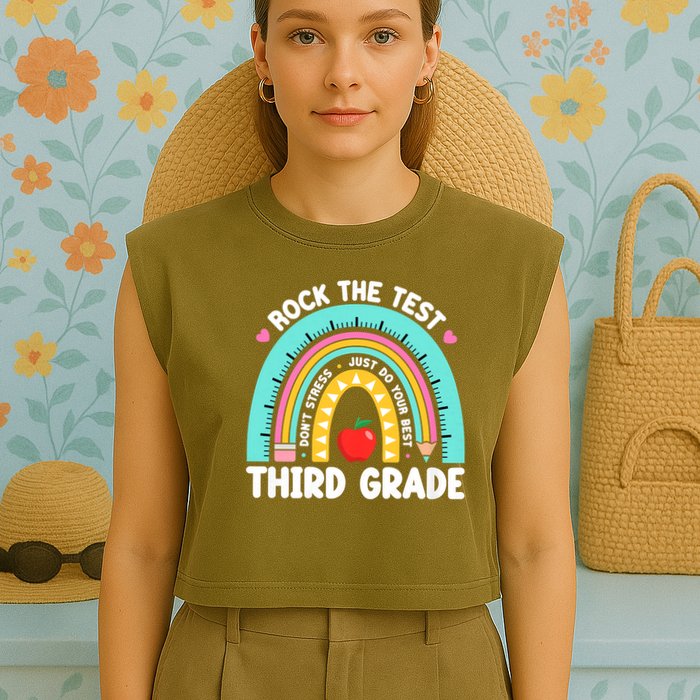 Rock The Test Day 3rd Grade Teach.er Third Grade Testing Day Garment-Dyed Women's Muscle Tee
