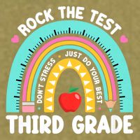Rock The Test Day 3rd Grade Teach.er Third Grade Testing Day Garment-Dyed Women's Muscle Tee