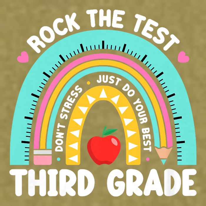 Rock The Test Day 3rd Grade Teach.er Third Grade Testing Day Garment-Dyed Women's Muscle Tee