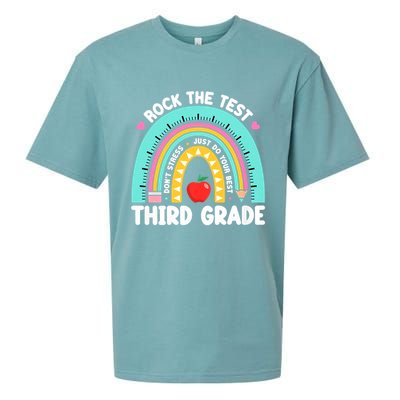 Rock The Test Day 3rd Grade Teach.er Third Grade Testing Day Sueded Cloud Jersey T-Shirt