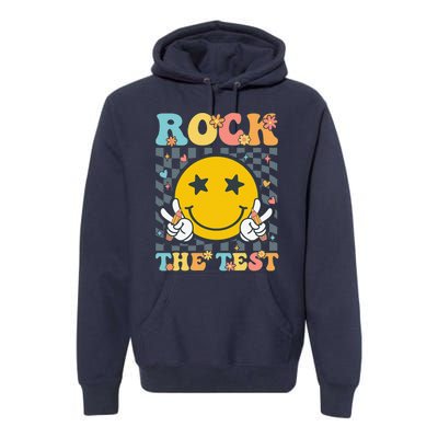 Rock The Test Testing Day Retro Groovy Teacher Student Premium Hoodie