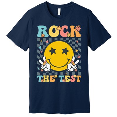 Rock The Test Testing Day Retro Groovy Teacher Student Premium T-Shirt