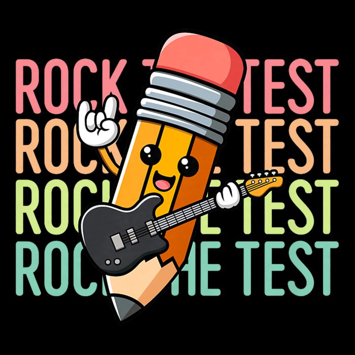 Rock The Test Day Teach.er Testing Day Motivational Funny Flat Bill Trucker Hat