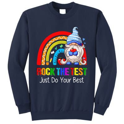 Rock The Test Funny Teacher Testing Day Rainbow Gnomes Sweatshirt