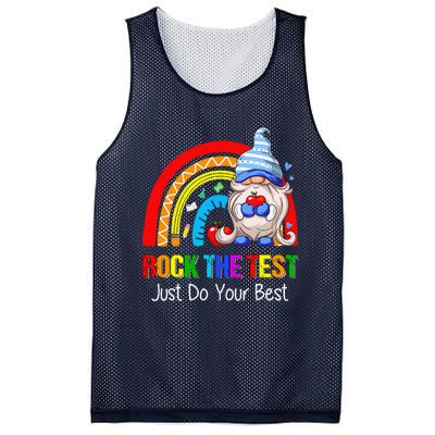 Rock The Test Funny Teacher Testing Day Rainbow Gnomes Mesh Reversible Basketball Jersey Tank