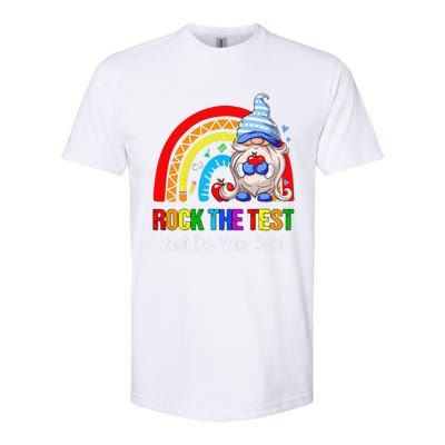 Rock The Test Funny Teacher Testing Day Rainbow Gnomes Softstyle CVC T-Shirt