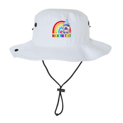 Rock The Test Funny Teacher Testing Day Rainbow Gnomes Legacy Cool Fit Booney Bucket Hat