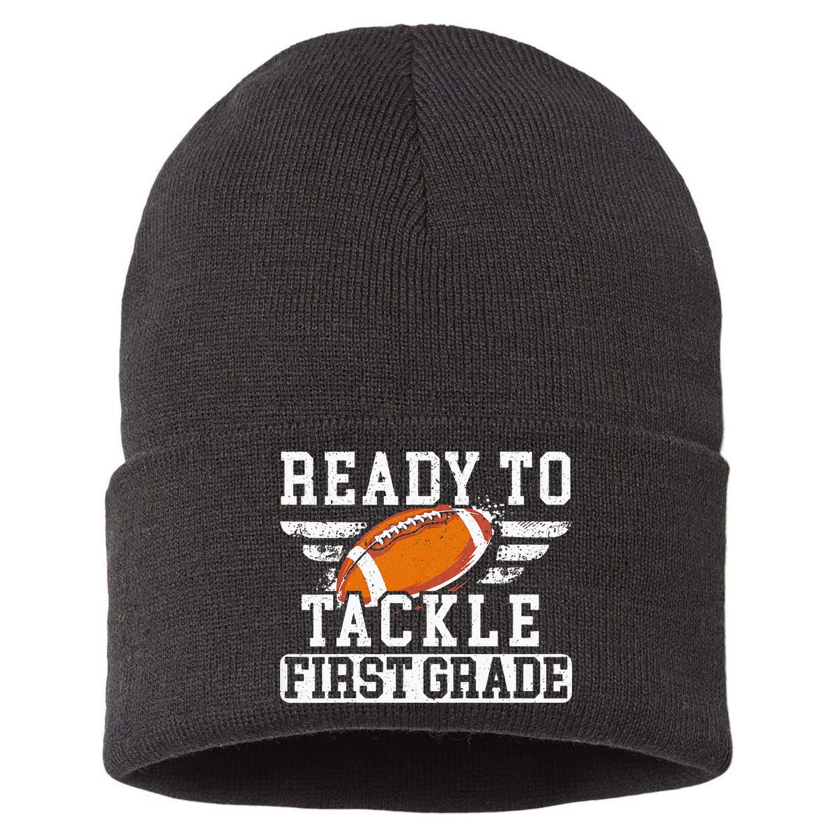 Ready To Tackle First Grade Football First Day Of School Sustainable Knit Beanie