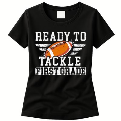 Ready To Tackle First Grade Football First Day Of School Womens T-Shirt