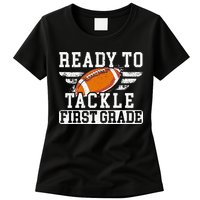 Ready To Tackle First Grade Football First Day Of School Womens T-Shirt