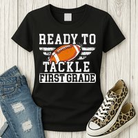 Ready To Tackle First Grade Football First Day Of School Womens T-Shirt
