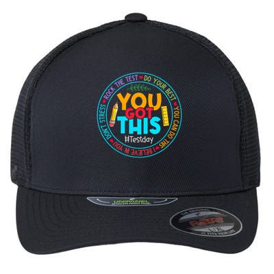 Rock The Test Don't Stress Just Do Your Best Test Day Rock The Test Teach.er Testing Day You Got This Flexfit Unipanel Trucker Cap