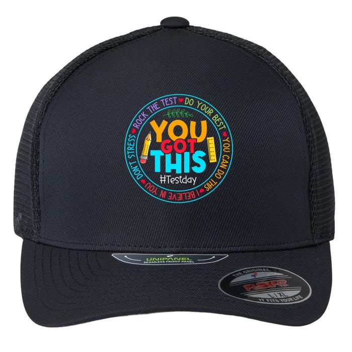 Rock The Test Don't Stress Just Do Your Best Test Day Rock The Test Teach.er Testing Day You Got This Flexfit Unipanel Trucker Cap
