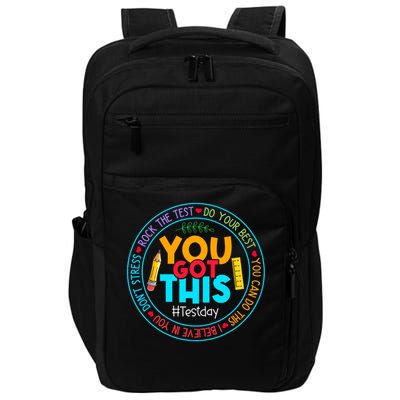 Rock The Test Don't Stress Just Do Your Best Test Day Rock The Test Teach.er Testing Day You Got This Impact Tech Backpack