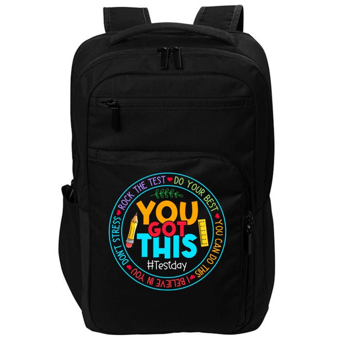 Rock The Test Don't Stress Just Do Your Best Test Day Rock The Test Teach.er Testing Day You Got This Impact Tech Backpack