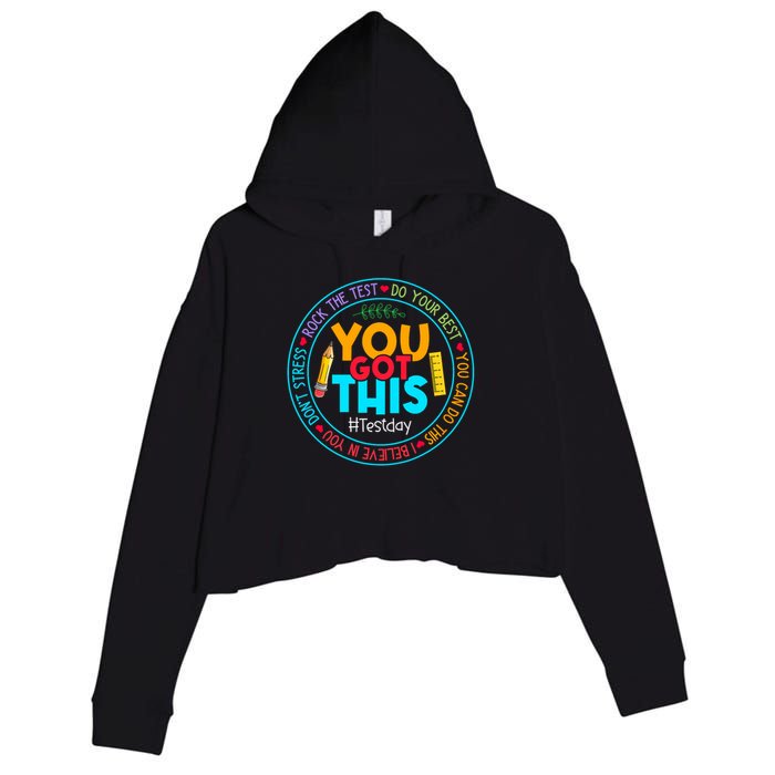 Rock The Test Don't Stress Just Do Your Best Test Day Rock The Test Teach.er Testing Day You Got This Crop Fleece Hoodie