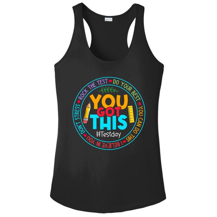 Rock The Test Don't Stress Just Do Your Best Test Day Rock The Test Teach.er Testing Day You Got This Ladies PosiCharge Competitor Racerback Tank