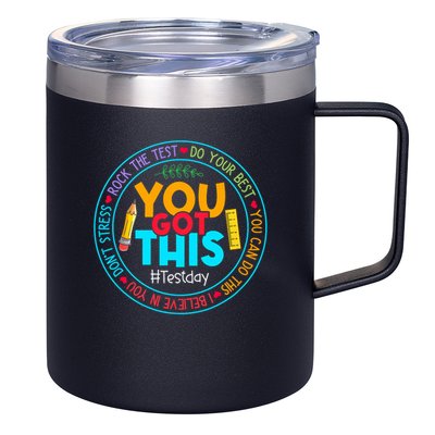 Rock The Test Don't Stress Just Do Your Best Test Day Rock The Test Teach.er Testing Day You Got This 12oz Stainless Steel Coffee Mug