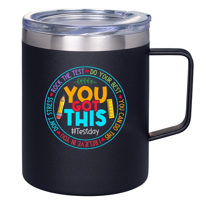 Rock The Test Don't Stress Just Do Your Best Test Day Rock The Test Teach.er Testing Day You Got This 12oz Stainless Steel Coffee Mug
