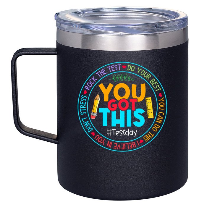 Rock The Test Don't Stress Just Do Your Best Test Day Rock The Test Teach.er Testing Day You Got This 12oz Stainless Steel Coffee Mug
