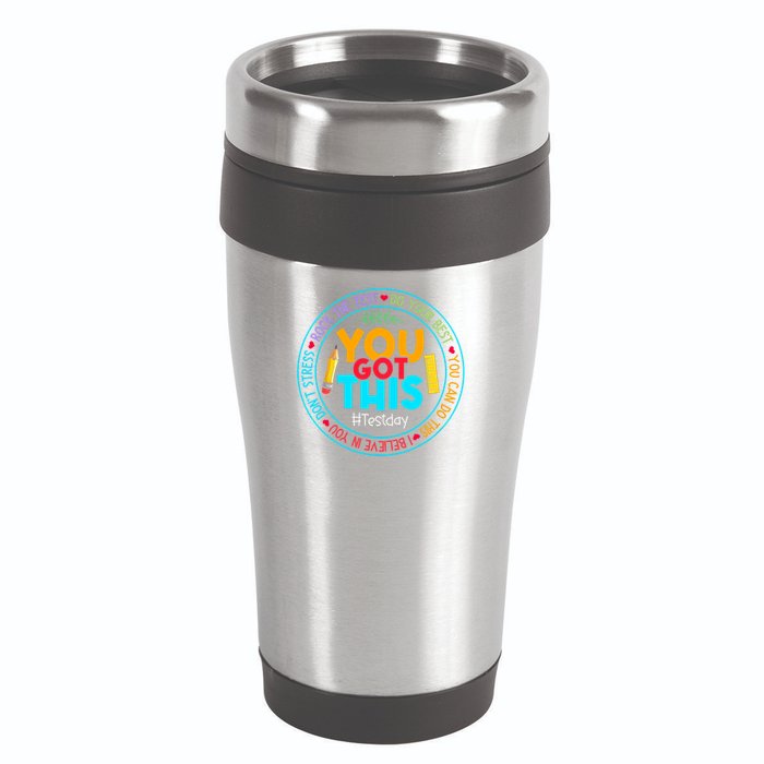 Rock The Test Don't Stress Just Do Your Best Test Day Rock The Test Teach.er Testing Day You Got This 16oz Travel Tumbler