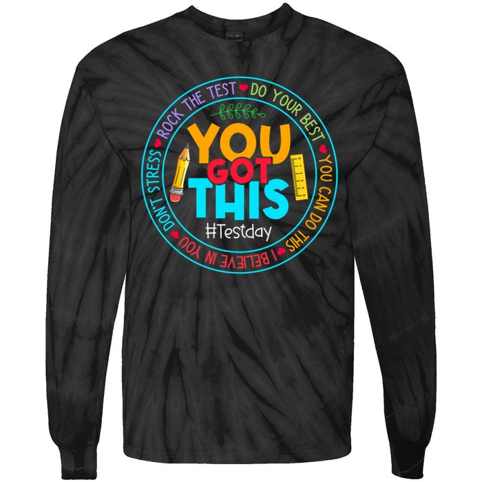 Rock The Test Don't Stress Just Do Your Best Test Day Rock The Test Teach.er Testing Day You Got This Tie-Dye Long Sleeve Shirt