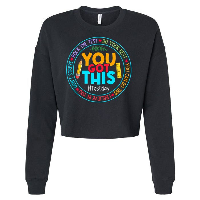 Rock The Test Don't Stress Just Do Your Best Test Day Rock The Test Teach.er Testing Day You Got This Cropped Pullover Crew