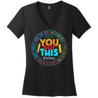 Rock The Test Don't Stress Just Do Your Best Test Day Rock The Test Teach.er Testing Day You Got This Women's V-Neck T-Shirt