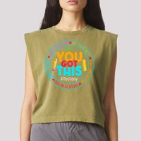 Rock The Test Don't Stress Just Do Your Best Test Day Rock The Test Teach.er Testing Day You Got This Garment-Dyed Women's Muscle Tee