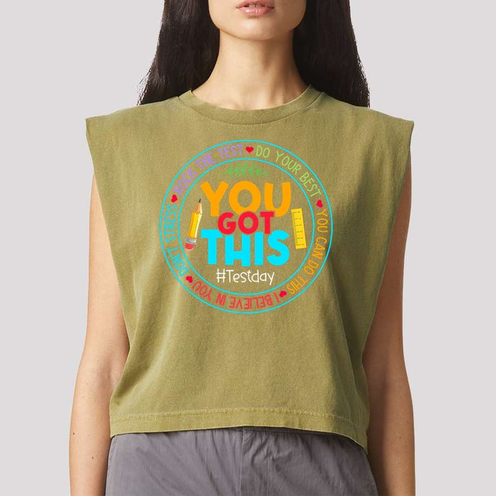 Rock The Test Don't Stress Just Do Your Best Test Day Rock The Test Teach.er Testing Day You Got This Garment-Dyed Women's Muscle Tee