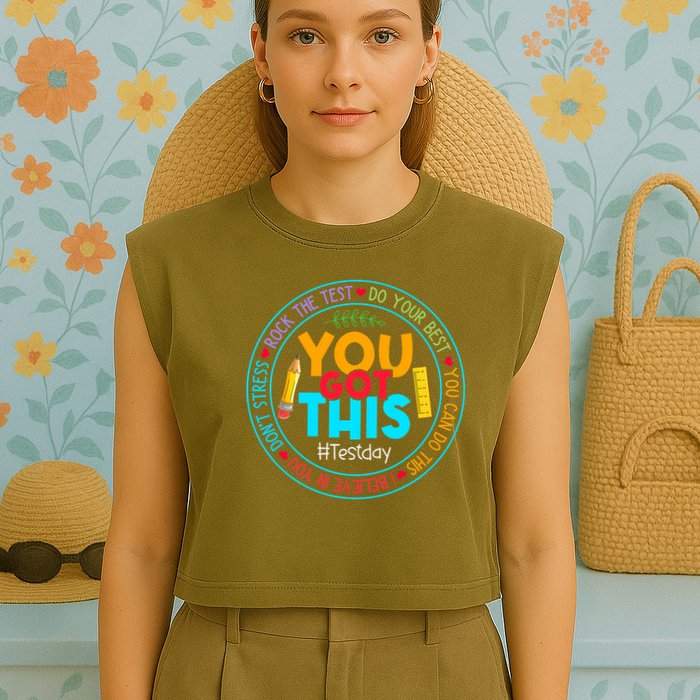 Rock The Test Don't Stress Just Do Your Best Test Day Rock The Test Teach.er Testing Day You Got This Garment-Dyed Women's Muscle Tee
