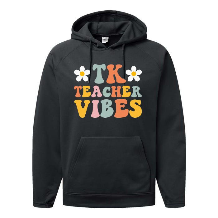 Retro Tk Teacher vibes Colorful Teacher Back to School Performance Fleece Hoodie