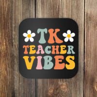 Retro Tk Teacher vibes Colorful Teacher Back to School Coaster