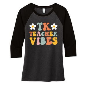 Retro Tk Teacher vibes Colorful Teacher Back to School Women's Tri-Blend 3/4-Sleeve Raglan Shirt