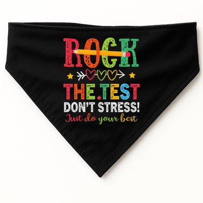 Rock The Test Don't Stress Just Do Your Best Teacher USA-Made Doggie Bandana