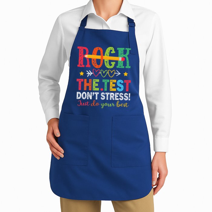 Rock The Test Don't Stress Just Do Your Best Teacher Apron