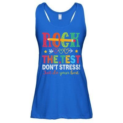 Rock The Test Don't Stress Just Do Your Best Teacher Ladies Essential Flowy Tank
